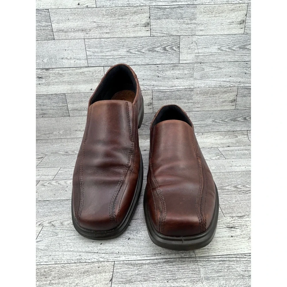 ECCO‎ Men Brown Leather Square Toe Slip On Loafers 50134 Size EU 44 US 10.5